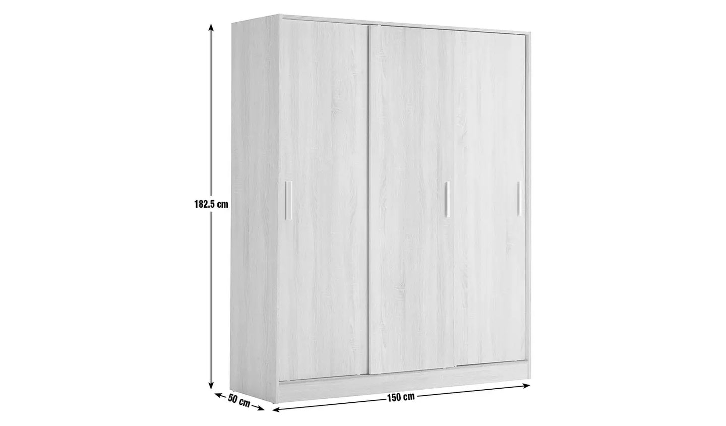 Assembled Nova 3 Door Sliding Wardrobe - Oak